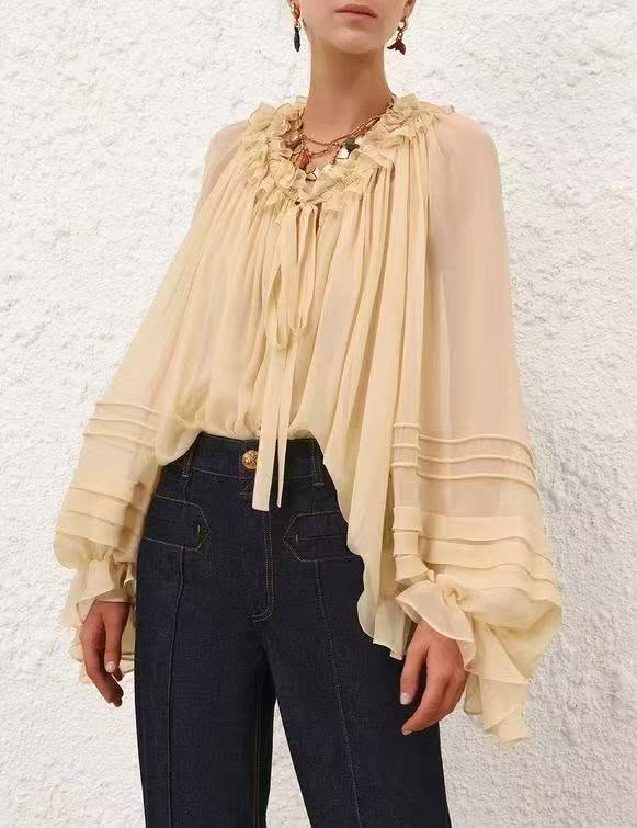 Bohemian Ruffled Chiffon Blouse