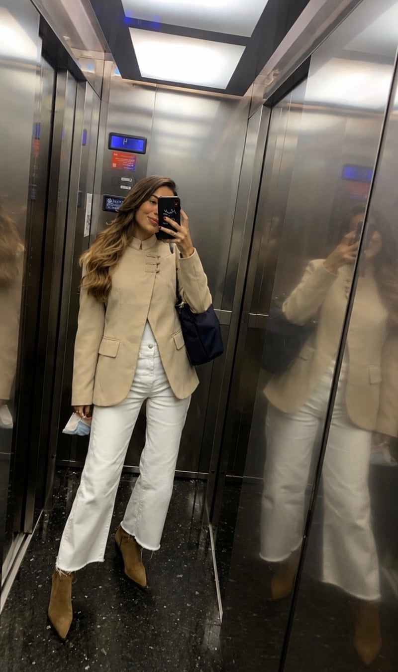 Sophisticated Asymmetric Blazer with Mandarin Collar