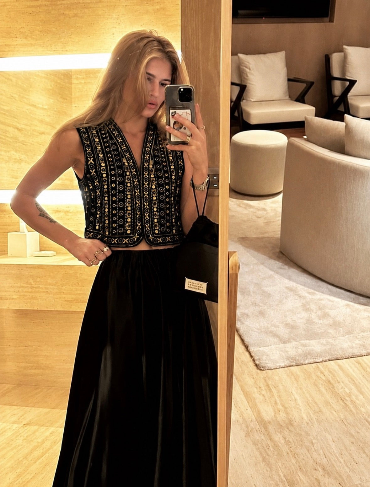 Ornate Gold Embroidered Black Vest