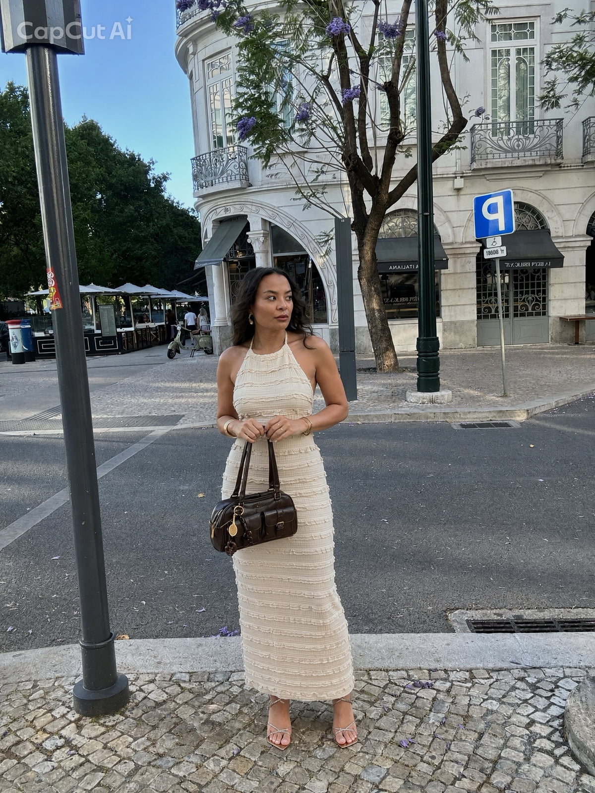 Textured High-Neck Maxi Dress