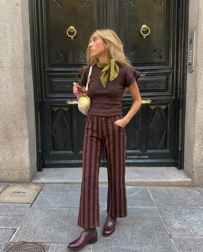 Flutter-Sleeve Ribbed Top